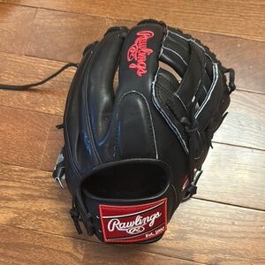 Rawlings Black Baseball Glove with Red Accents